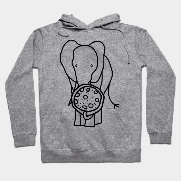 Funny Elephant Jumbo Pizza Outline Hoodie by ellenhenryart